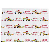 クリスマスバックホー建築トラック ラージペーパーバッグ (裏面)