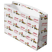 クリスマスバックホー建築トラック ラージペーパーバッグ (裏面アングル)