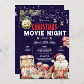 クリスマスバックヤードムービーナイトポップコーンサンタパーティー 招待状 (正面/裏面)