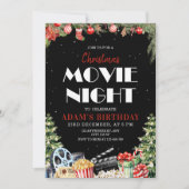 クリスマスバックヤードムービーナイト誕生日招待状 招待状 (正面)