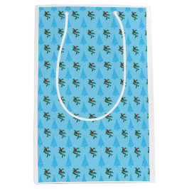 クリスマスバッグ（ホリーとブルーの木） ミディアムペーパーバッグ