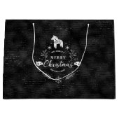 クリスマスバッジブラック&グリッターストライプパタン私 ラージペーパーバッグ (正面)