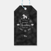 クリスマスバッジブラック&グリッターストライプパターン ギフトタグ (裏面)