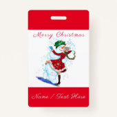 クリスマスバッジ雪だるまとガールダンス – あなたの名前 バッジ (裏面)