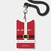 クリスマスバッジ あなたの名前 サンタクロース ギフト バッジ (正面（ネックストラップ付）)