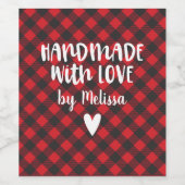 クリスマスバッファローの格子柄が愛で手作り ワインラベル (シングルラベル)