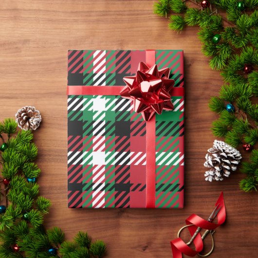 クリスマスバッファローチェックタータンチェックギンガムプレイド ラッピングペーパー (クリスマスギフト)