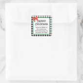 クリスマスバッファローチェックパターンアドレスステッカー スクエアシール (バッグ)