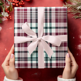 クリスマスバッファローパターンシンプルのストライプ ラッピングペーパー