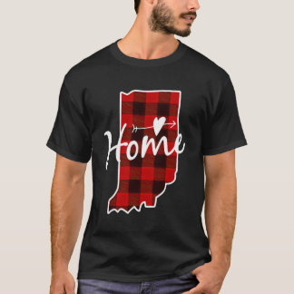 クリスマスバッファロープレイドインディアナホーム州マップ Tシャツ
