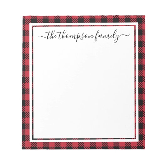 クリスマスバッファロープレイドスクリプトファミリー名 ノートパッド (正面)