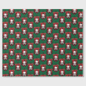 クリスマスバッファロープレイドリーススカルとボーン ラッピングペーパー (フラット)