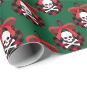クリスマスバッファロープレイドリーススカルとボーン ラッピングペーパー (ロールコーナー)
