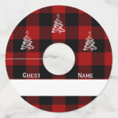 クリスマスバッファロープレイドワインマーカーの識別 ワイングラスタグ (裏面)