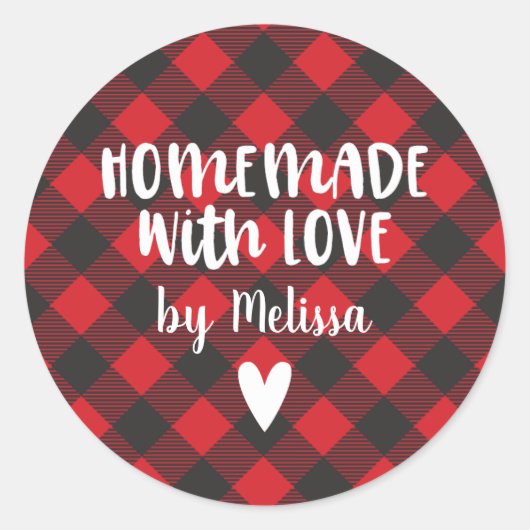 クリスマスバッファロープレイド手作りラブクラシ ラウンドシール (正面)