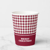 クリスマスバッファロー赤と白のプレイド 紙コップ (裏面)