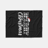 クリスマスバッファロー黒白のプレイド男性へウ フリースブランケット (正面(横))