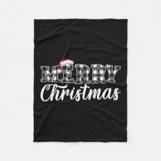 クリスマスバッファロー黒白のプレイド男性へウ フリースブランケット