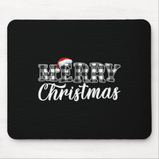 クリスマスバッファロー黒白のプレイド男性へウ マウスパッド