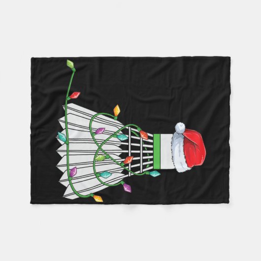 クリスマスバドミントギフトサンタハット包まれたインホリ フリースブランケット (正面(横))