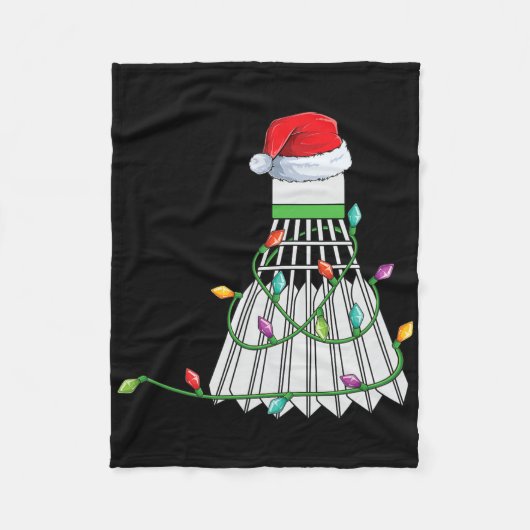 クリスマスバドミントギフトサンタハット包まれたインホリ フリースブランケット (正面)