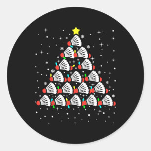 クリスマスバドミントンプレーヤーシャトルバドミントンクリスマス ラウンドシール