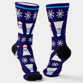 クリスマスバドミントンプレーヤーシュトルコック雪の結晶 ソックス