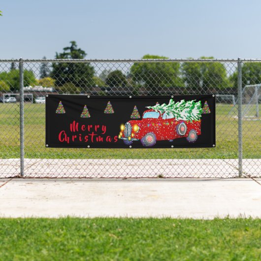 クリスマスバナー – クリスマスカントリートラックとツリー 横断幕 (インサイチュ)