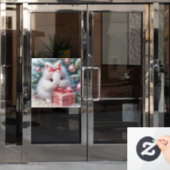 クリスマスバニーの窓の貼り付け ウィンドウサイン (オフィスドア)