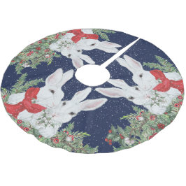 クリスマスバニーラビットお洒落ホリデースノー ブラッシュドポリエステルツリースカート