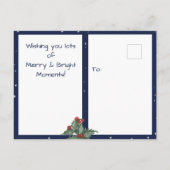 クリスマスバニーラビットスノーウィーホリーベリーホリデー シーズンポストカード (裏面)