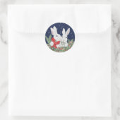 クリスマスバニーラビットスノーグリーンリーホリデーアート ラウンドシール (バッグ)