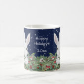 クリスマスバニーラビットフェスティバル冬カスタムの日付 コーヒーマグカップ (中央)