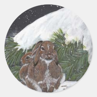 クリスマスバニー ラウンドシール