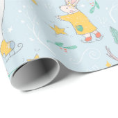 クリスマスバニー&鹿のシームレスパターン ラッピングペーパー (ロールコーナー)