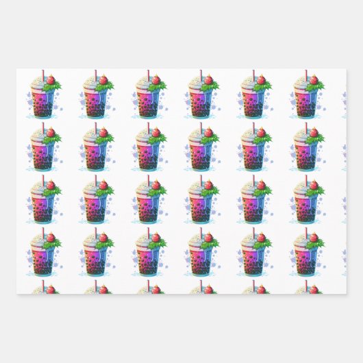 クリスマスバブルティーラッピング紙 ラッピングペーパーシート (正面)