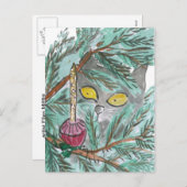 クリスマスバブルライトと子猫 シーズンポストカード (正面/裏面)