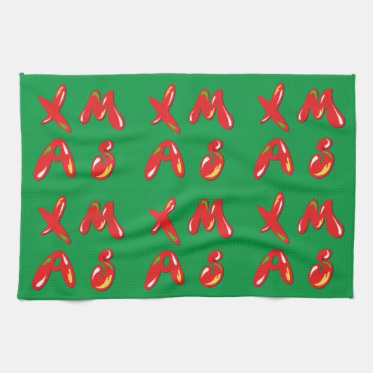 クリスマスバブル文字 キッチンタオル (横)