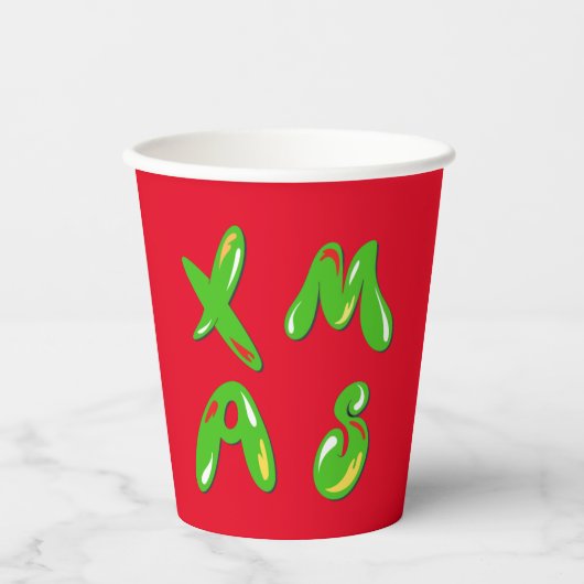 クリスマスバブル文字 紙コップ (正面)