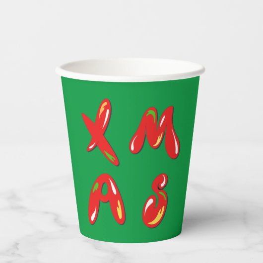 クリスマスバブル文字 紙コップ (正面)
