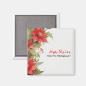 クリスマスバラの水色 |お名前 マグネット (正面/裏面)