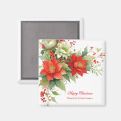 クリスマスバラの水色 |お名前 マグネット (正面/裏面)