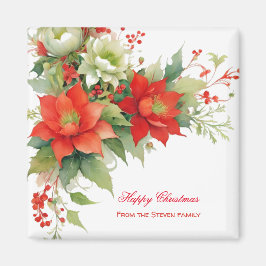 クリスマスバラの水色 |お名前 マグネット