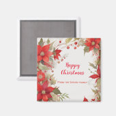 クリスマスバラの水色 |お名前 マグネット (正面/裏面)