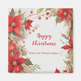 クリスマスバラの水色 |お名前 マグネット