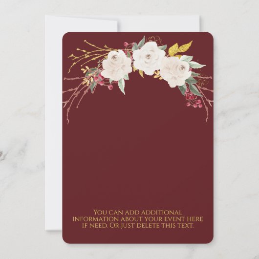 クリスマスバラフローラブルガンディオープンハウスパーティー 招待状 (裏面)