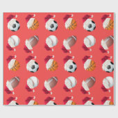 クリスマスバラースポーツおもしろいサンタホリデー ラッピングペーパー (フラット)