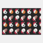 クリスマスバラースポーツサンタおもしろいホリデーセット ラッピングペーパーシート (正面2)