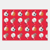 クリスマスバラースポーツサンタおもしろいホリデーセット ラッピングペーパーシート (正面3)