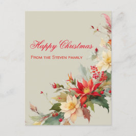 クリスマスバラ水彩はがき |お名前 ポストカード